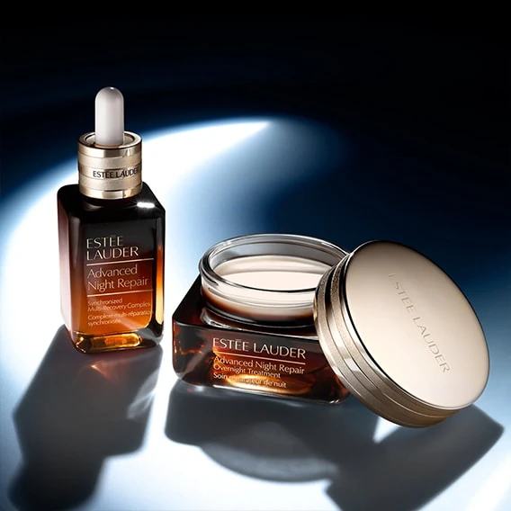 Estée Lauder Advanced Night Repair serum and eye care photographed together
