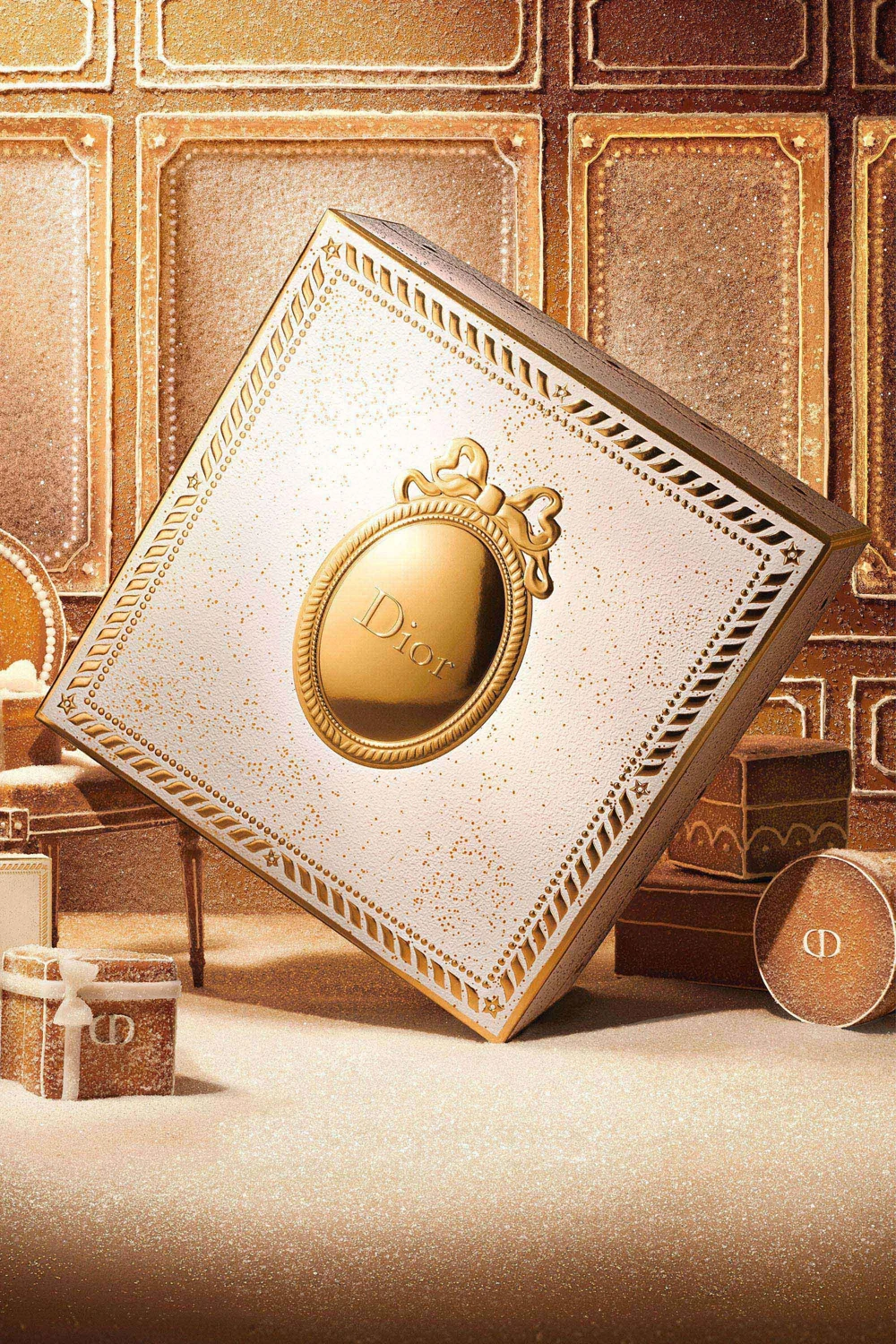 Dior gift presentation with a perfume bottle and branded gift box