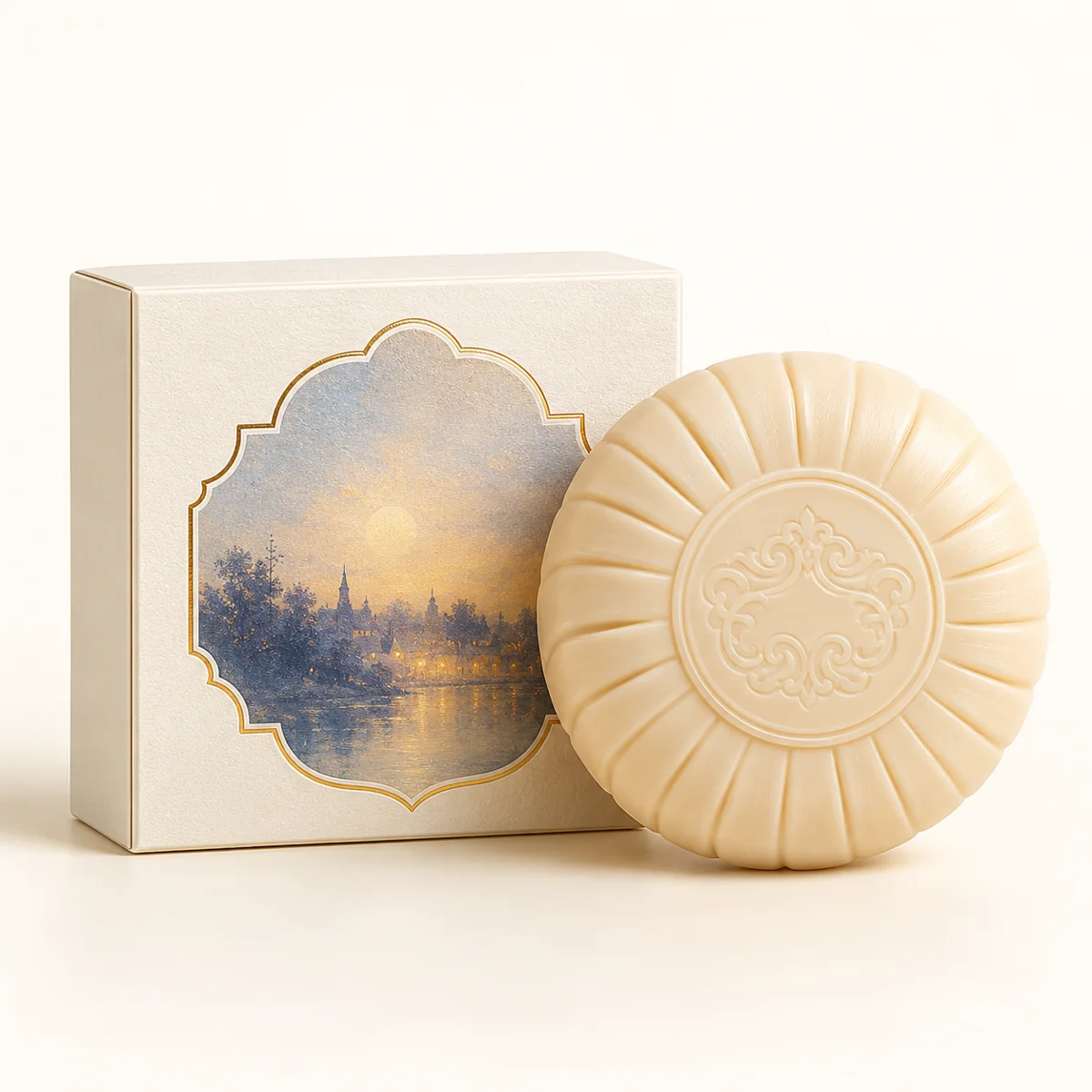 AI-generated illustration of Guerlain L’Heure Bleue L’Heure Bleue - Scented Soap; actual packaging may differ.