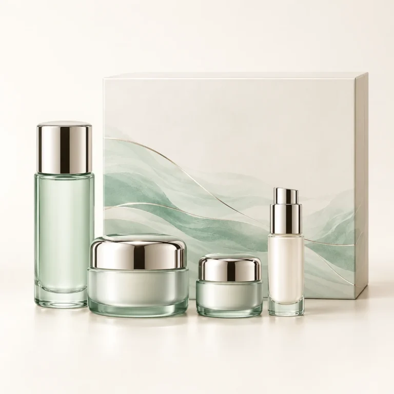 AI-generated illustration of La Mer The Firming Renewal Collection; actual packaging may differ.