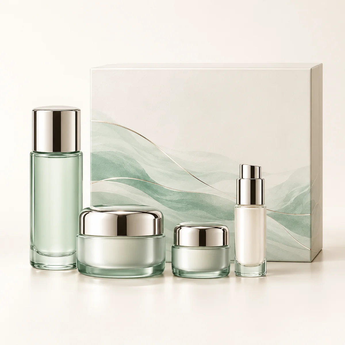 AI-generated illustration of La Mer The Firming Renewal Collection; actual packaging may differ.