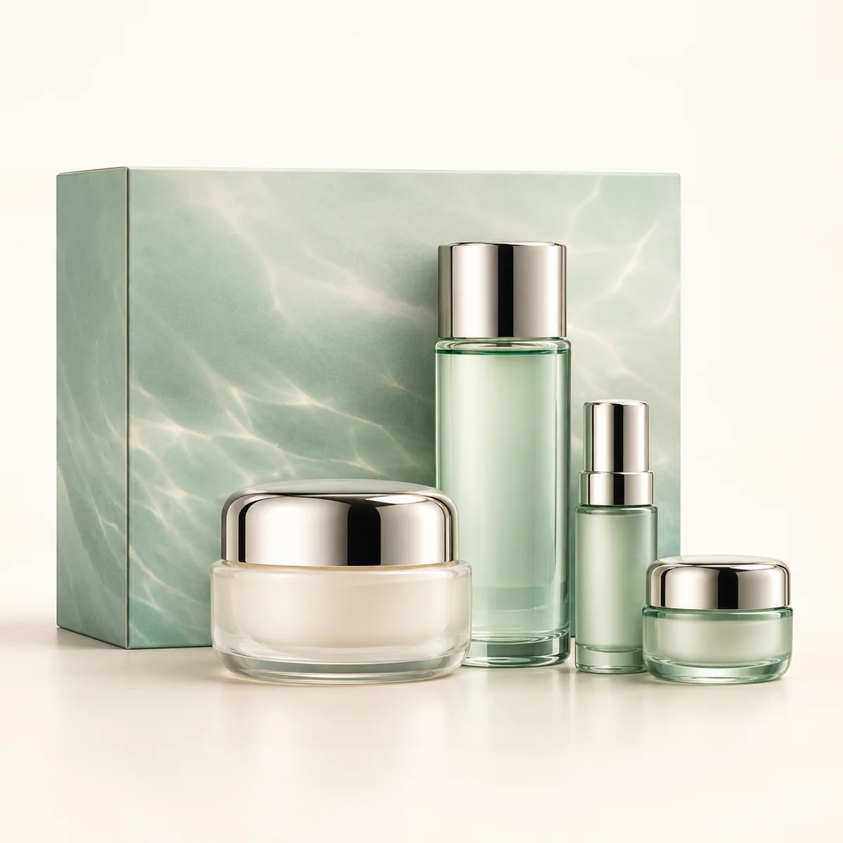 AI-generated illustration of La Mer The Revitalizing Smoothing Collection; actual packaging may differ.