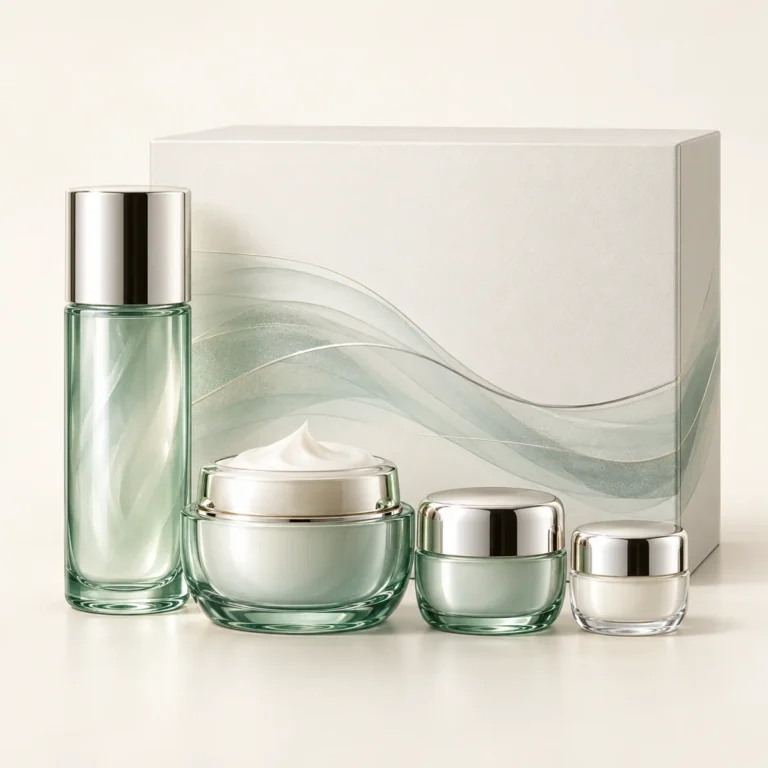 AI-generated illustration of La Mer The Renewed and Illuminated Collection; actual packaging may differ.